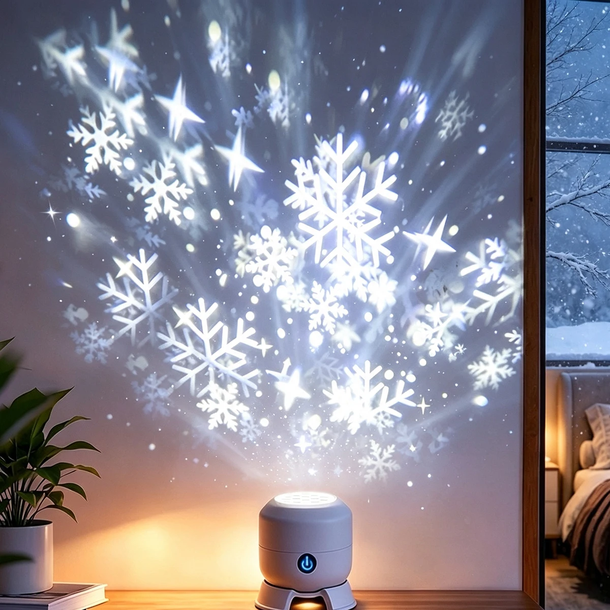 LED Rotating Snowflake Star Pr - Baby Nursery Wall Lights ulasan dan harga