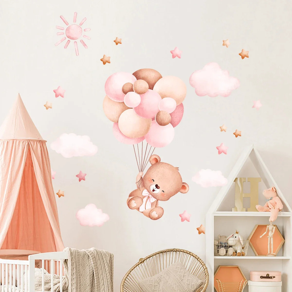 Watercolor Cartoon Balloon Bea - Baby Girl Nursery Quotes ulasan dan harga