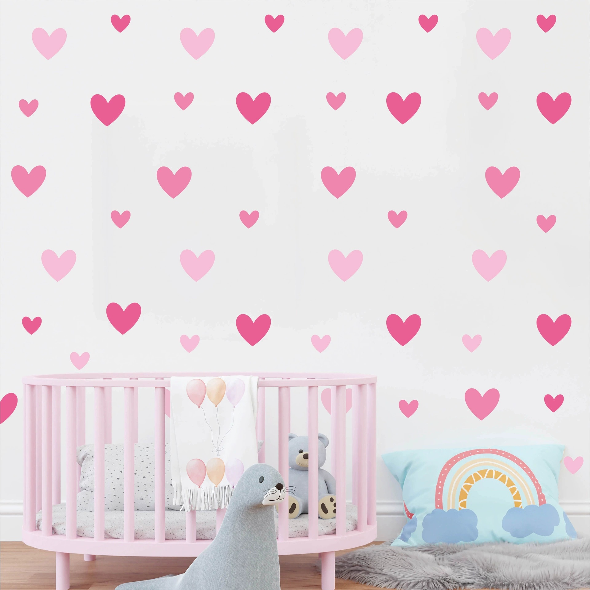 170pcs=10 Sheets Pink Heart Wa - Baby Girl Nursery Quotes ulasan dan harga