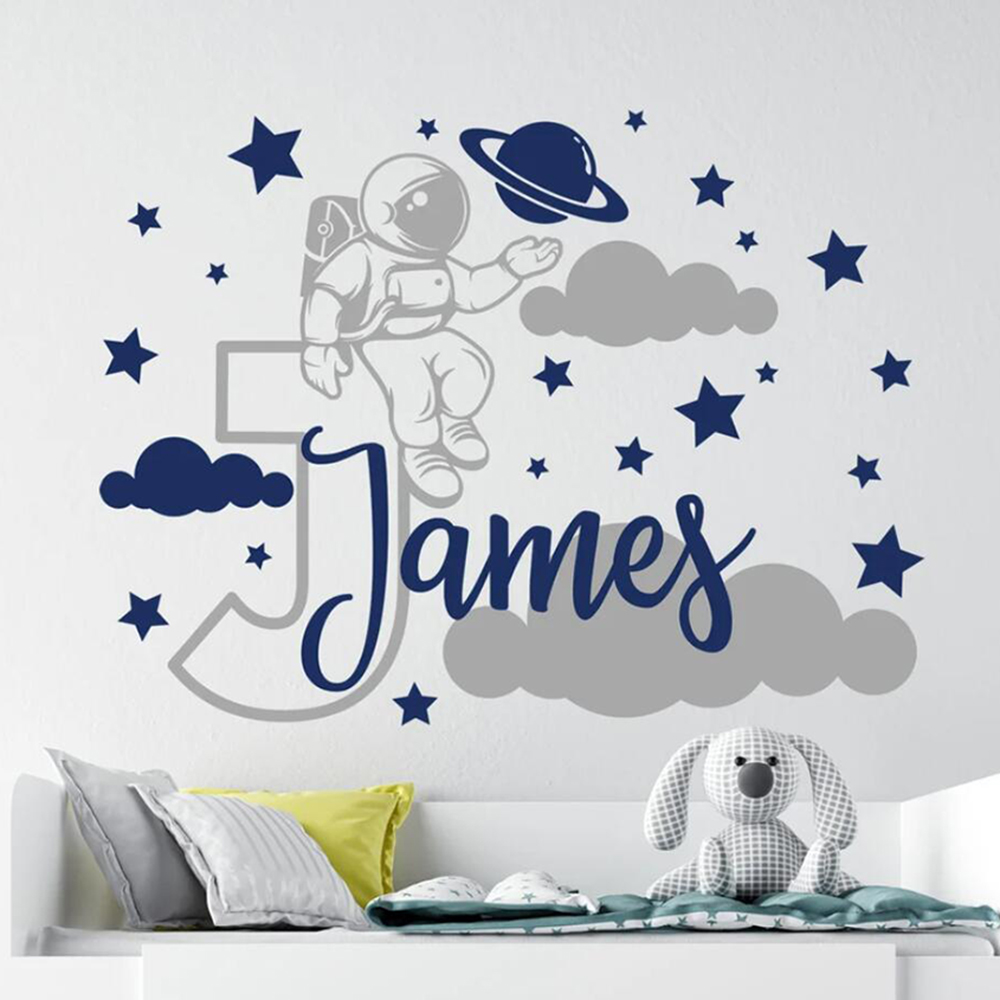 Custom Name Cartoon Space Astr - Baby Nursery Boy ulasan dan harga