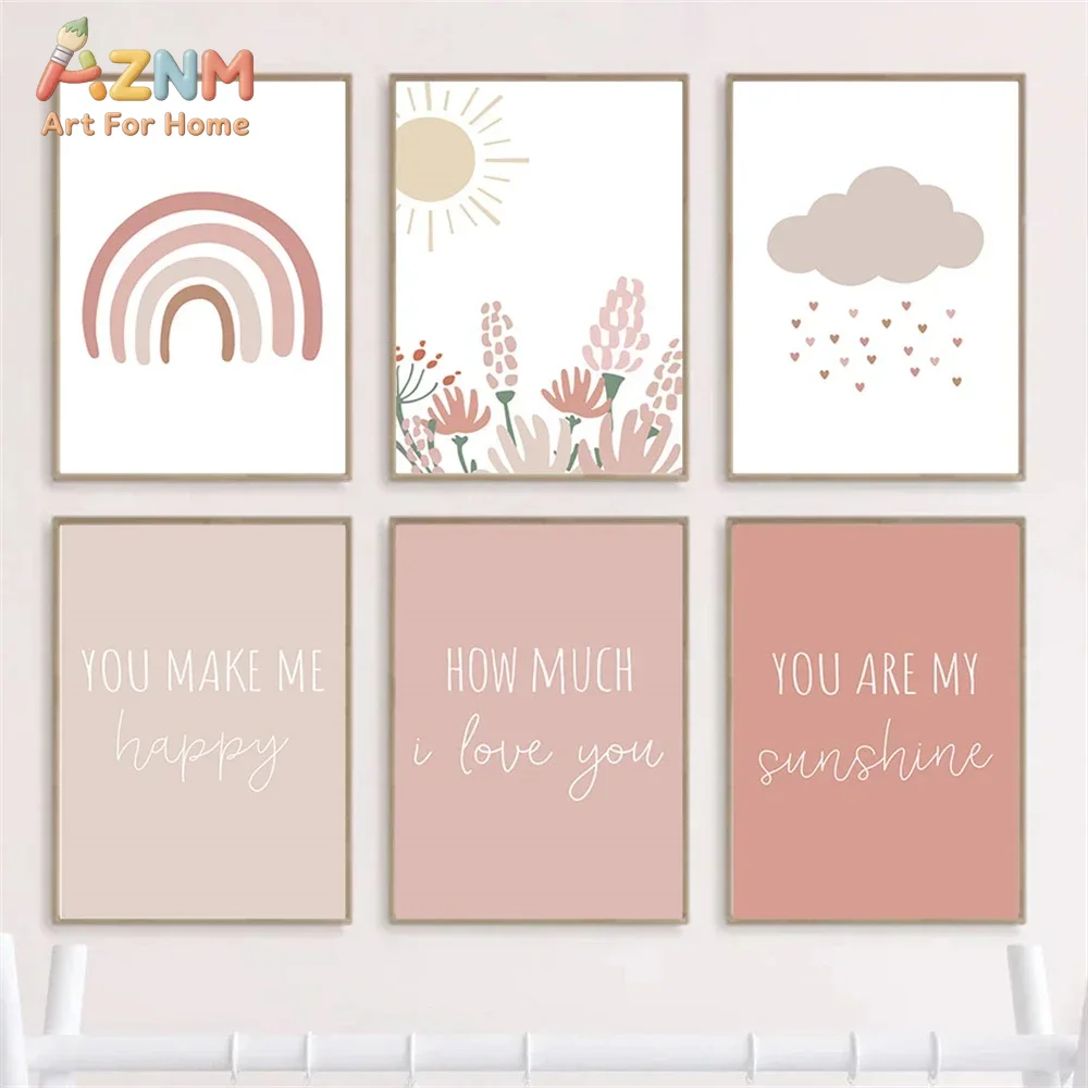 AZNM Boho Pink Rainbow Sun Flo - Baby Girl Nursery Quotes ulasan dan harga
