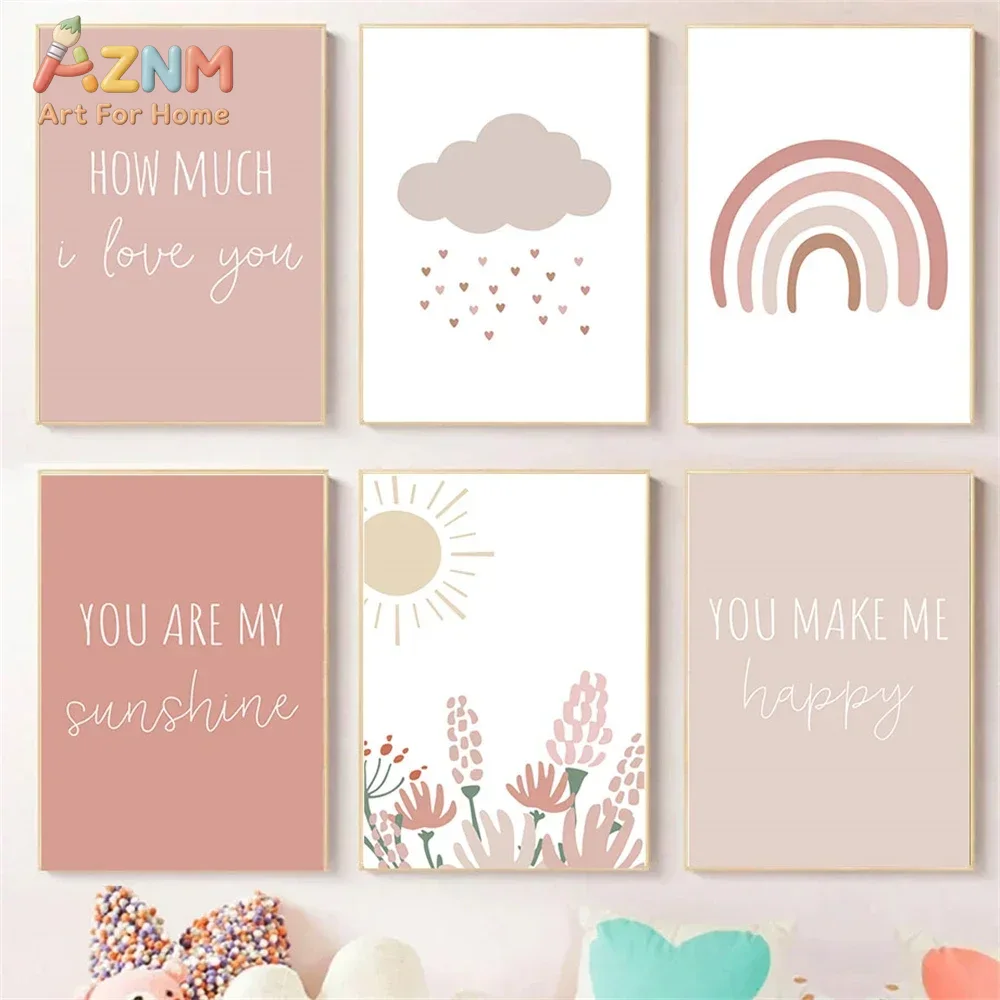 AZNM Boho Pink Rainbow Sun Flo - Baby Girl Nursery Quotes ulasan dan harga