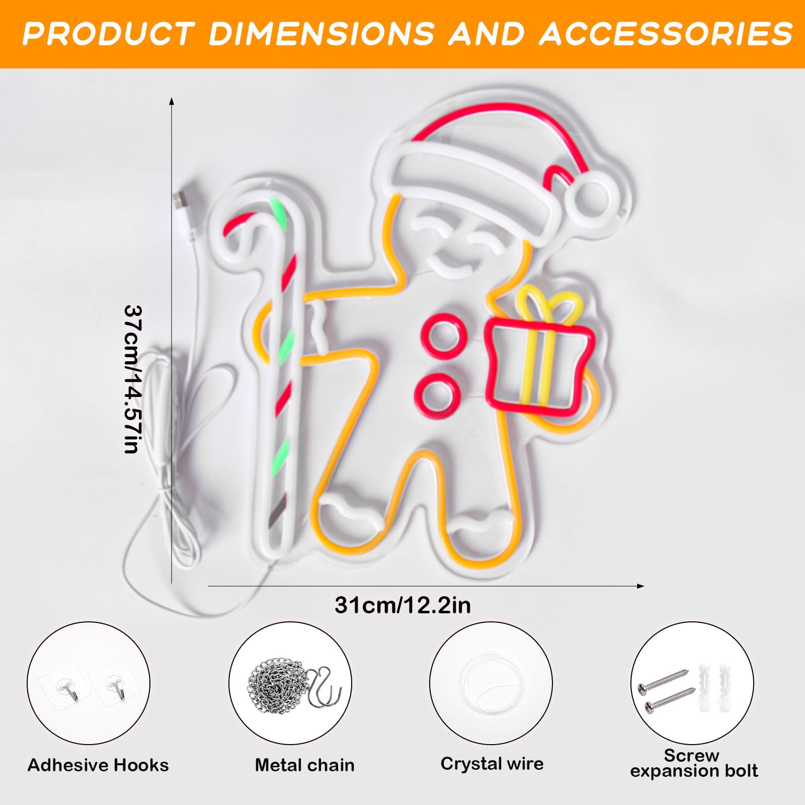 Gingerbread Man LED Neon Sign  - Baby Nursery Wall Lights ulasan dan harga