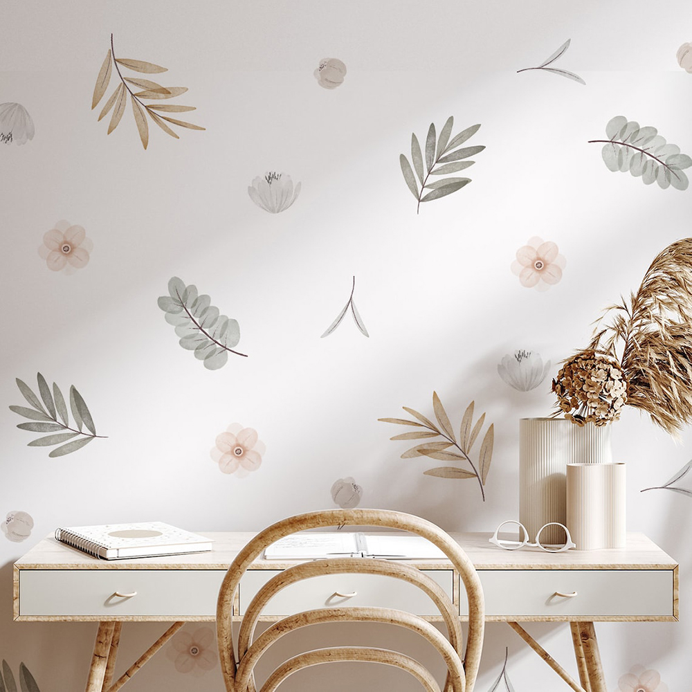 Boho Leaves Botanical DIY Wall - Baby Girl Nursery Quotes ulasan dan harga